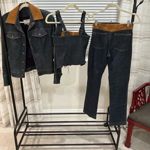 Vintage & Rare Custom Denim Corset-like Top w/Ultra Suede - Picture 8 of 10